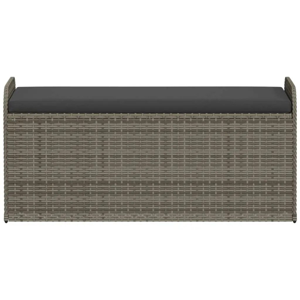 Storage Bench with Cushion Grey 115x51x52 cm Poly Rattan 365728