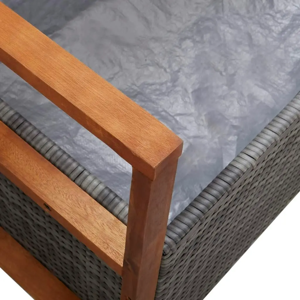 Storage Bench 115 cm Poly Rattan and Solid Acacia Wood Grey 46011