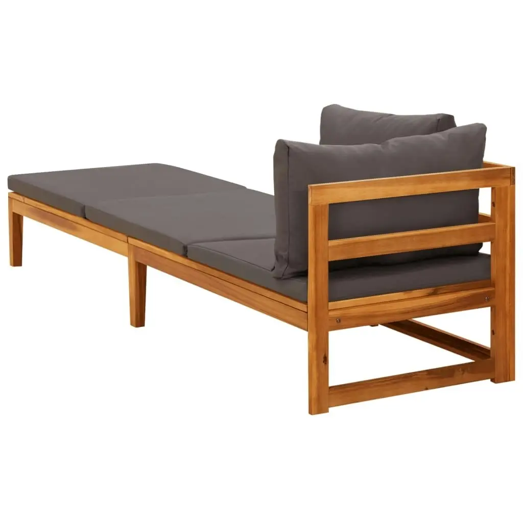 Sun Lounger with 1 Armrest Dark Grey Solid Acacia Wood 316318