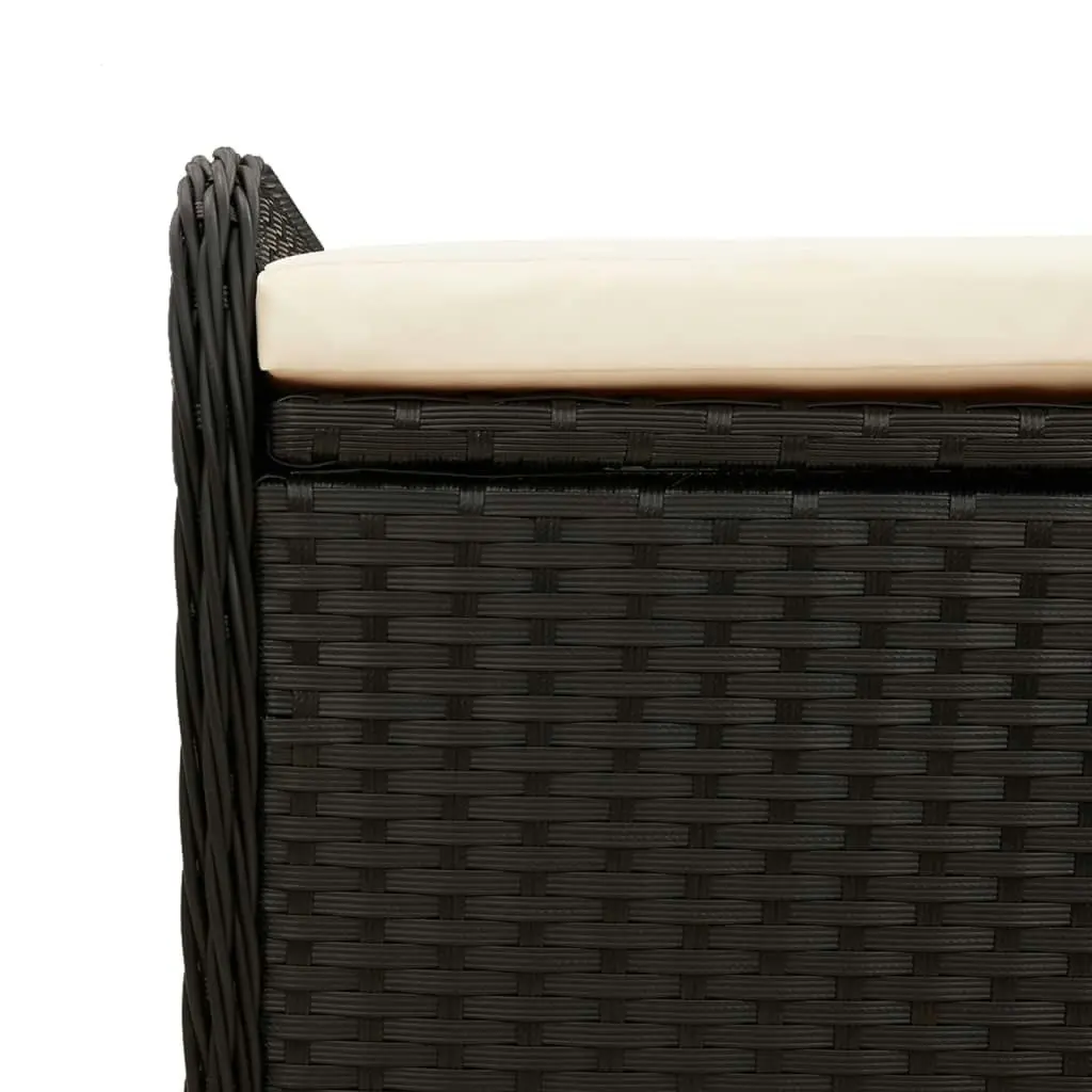 Storage Bench with Cushion Black 115x51x52 cm Poly Rattan 365727