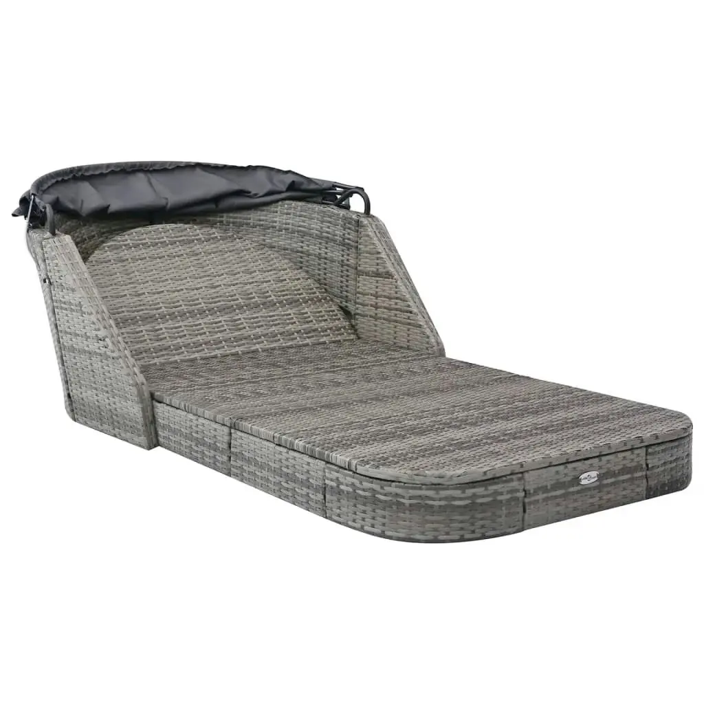 Sun Lounger with Canopy Poly Rattan Anthracite 49496