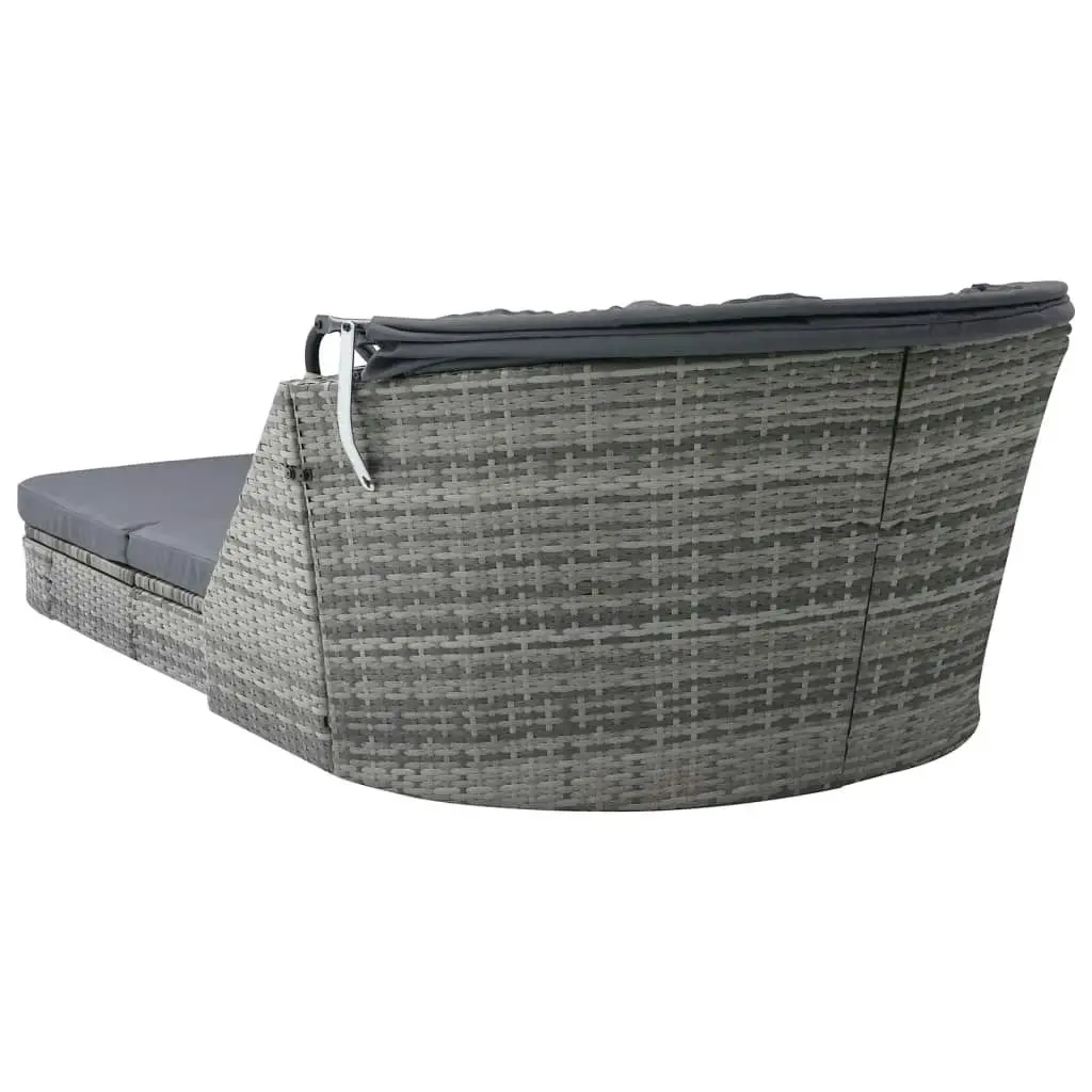 Sun Lounger with Canopy Poly Rattan Anthracite 49496