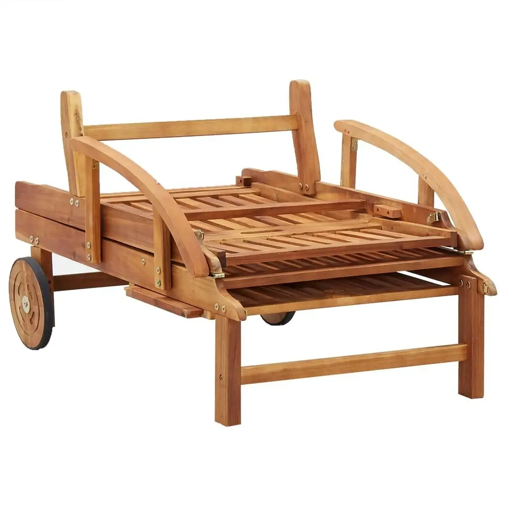 Sun Lounger with Cushion Solid Acacia Wood 46026