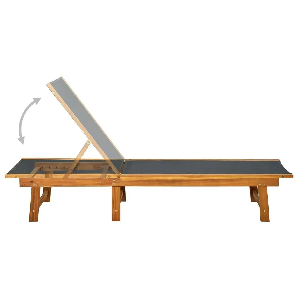 Sun Lounger Solid Acacia Wood and Textilene 41745