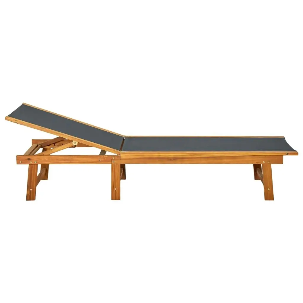 Sun Lounger Solid Acacia Wood and Textilene 41745