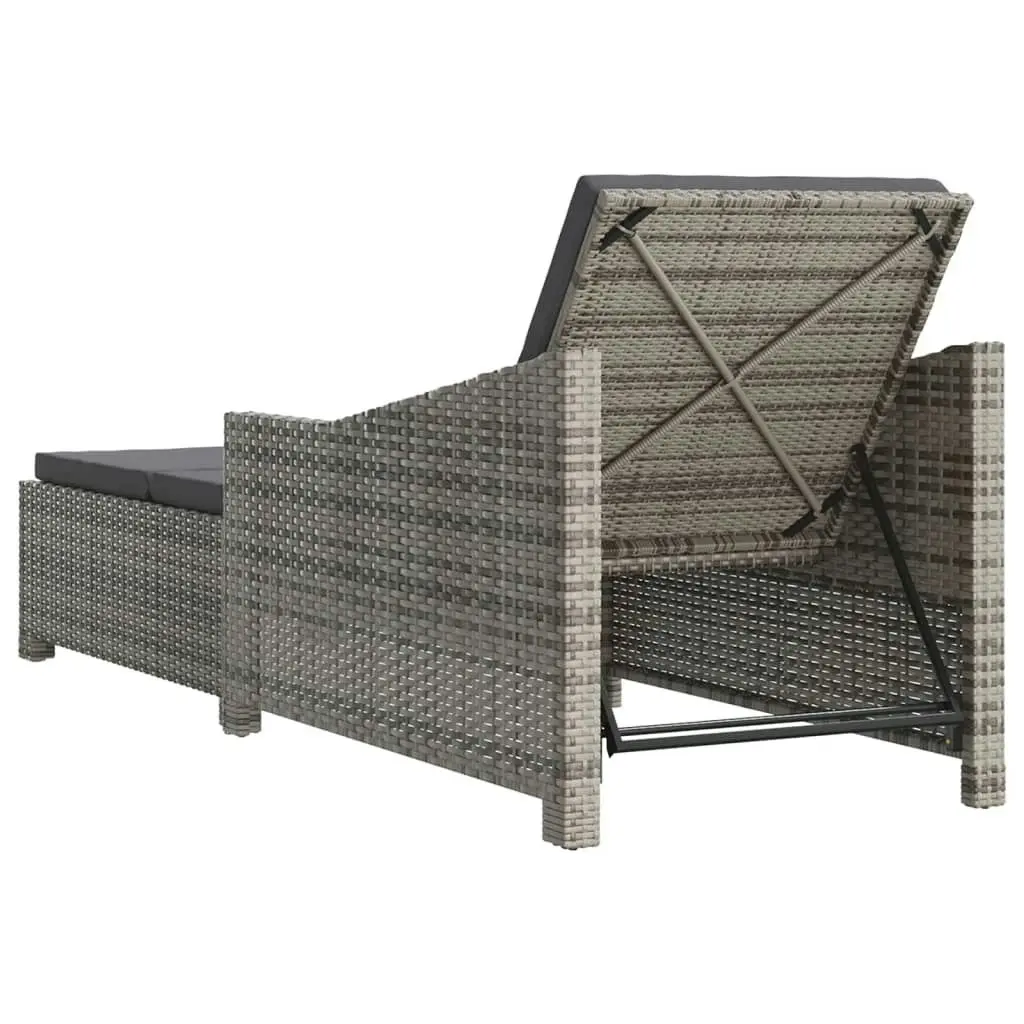 Sun Lounger with Dark Grey Cushion Poly Rattan Grey 317180