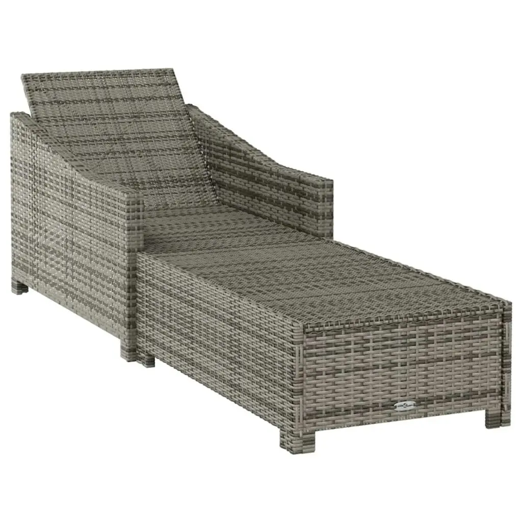 Sun Lounger with Dark Grey Cushion Poly Rattan Grey 317180