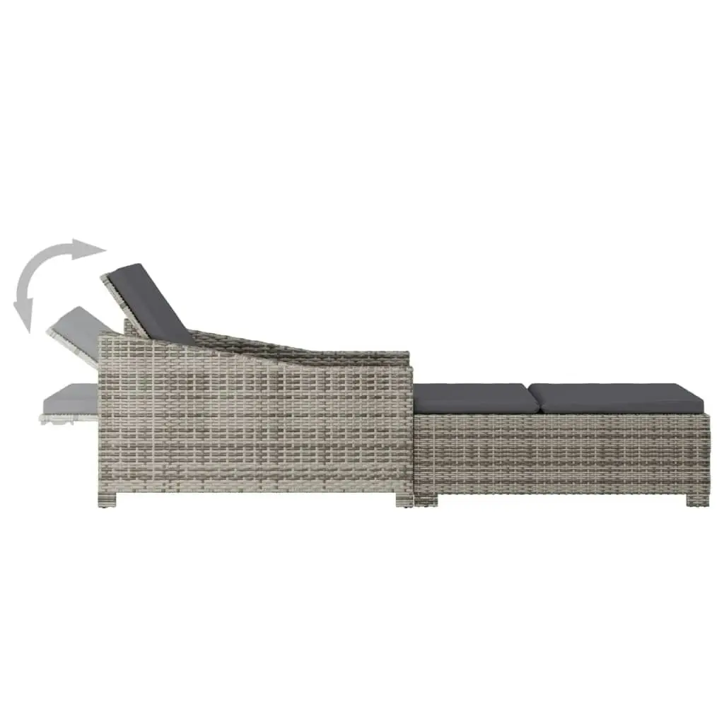 Sun Lounger with Dark Grey Cushion Poly Rattan Grey 317180