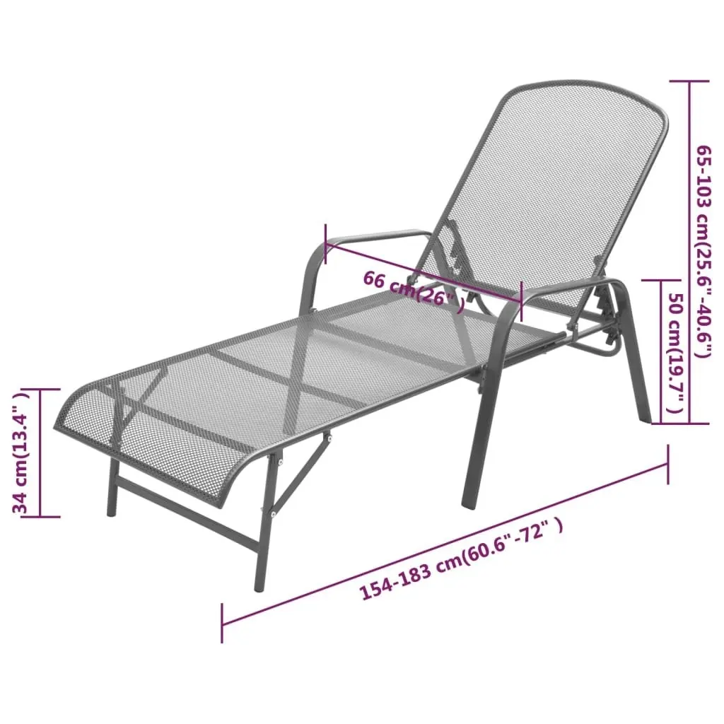 Sun Lounger Steel Anthracite 42725