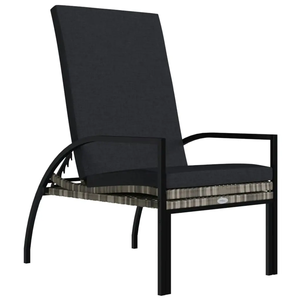 Sun Lounger with Footrest PE Rattan Grey 317630