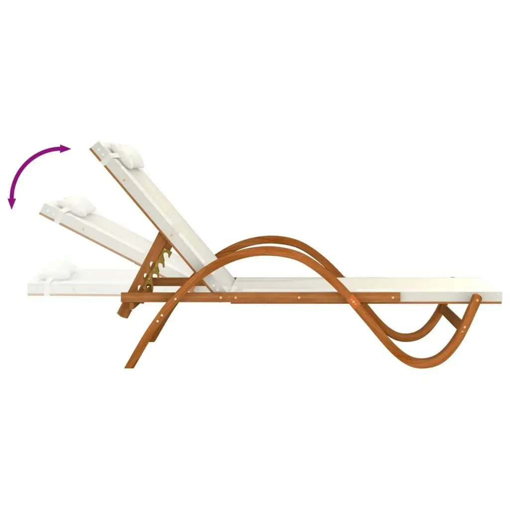 Sun Lounger with Pillow White Textilene and Solid Wood Poplar 363475