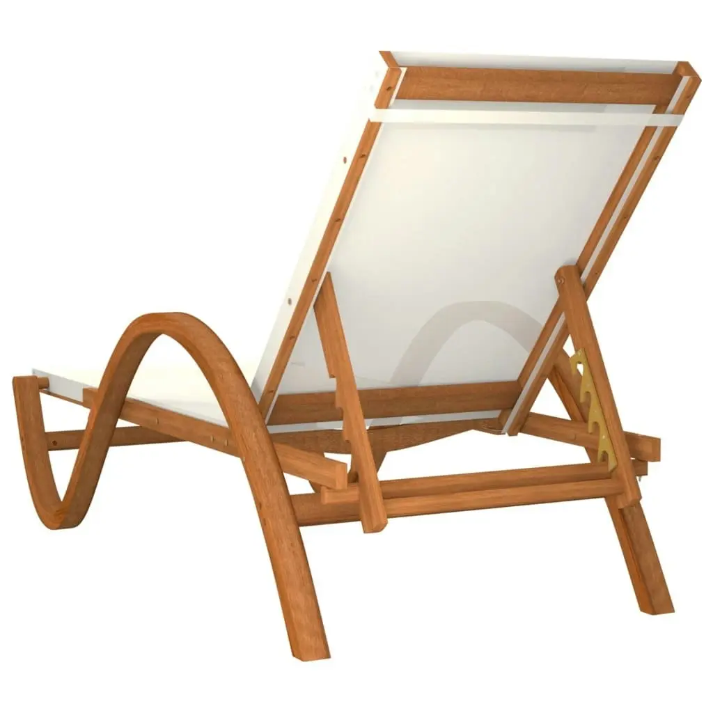 Sun Lounger with Pillow White Textilene and Solid Wood Poplar 363475