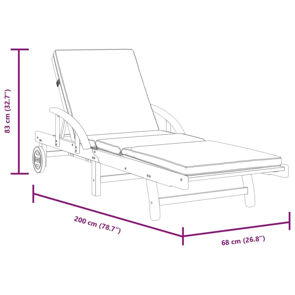 Sun Loungers 2 pcs with Cushions 200x68x83 cm Solid Wood Acacia 3206372