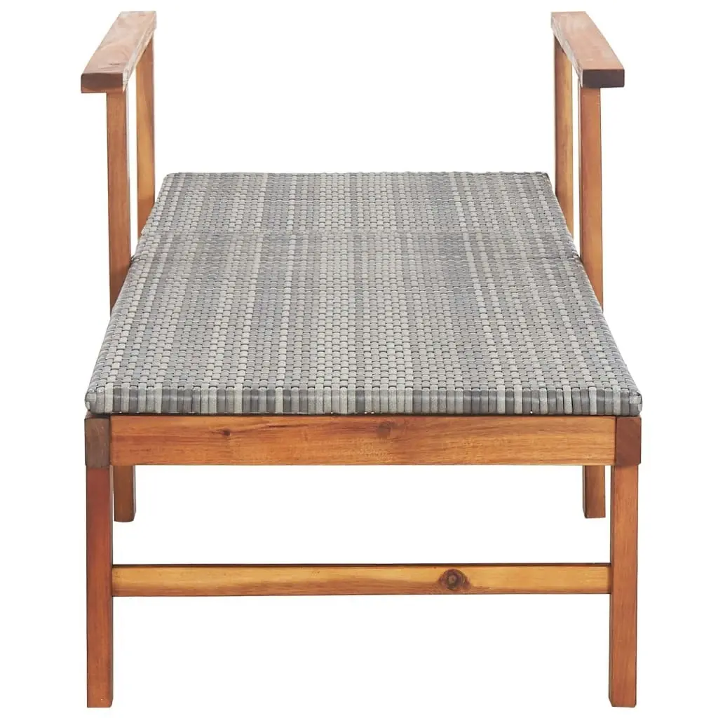 Sun Lounger Poly Rattan and Solid Acacia Wood Grey 48704