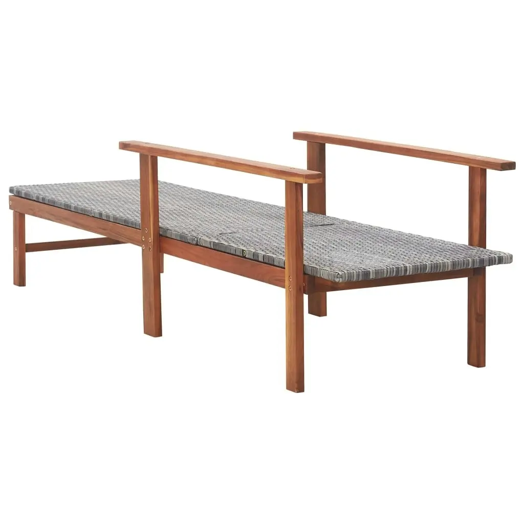 Sun Lounger Poly Rattan and Solid Acacia Wood Grey 48704