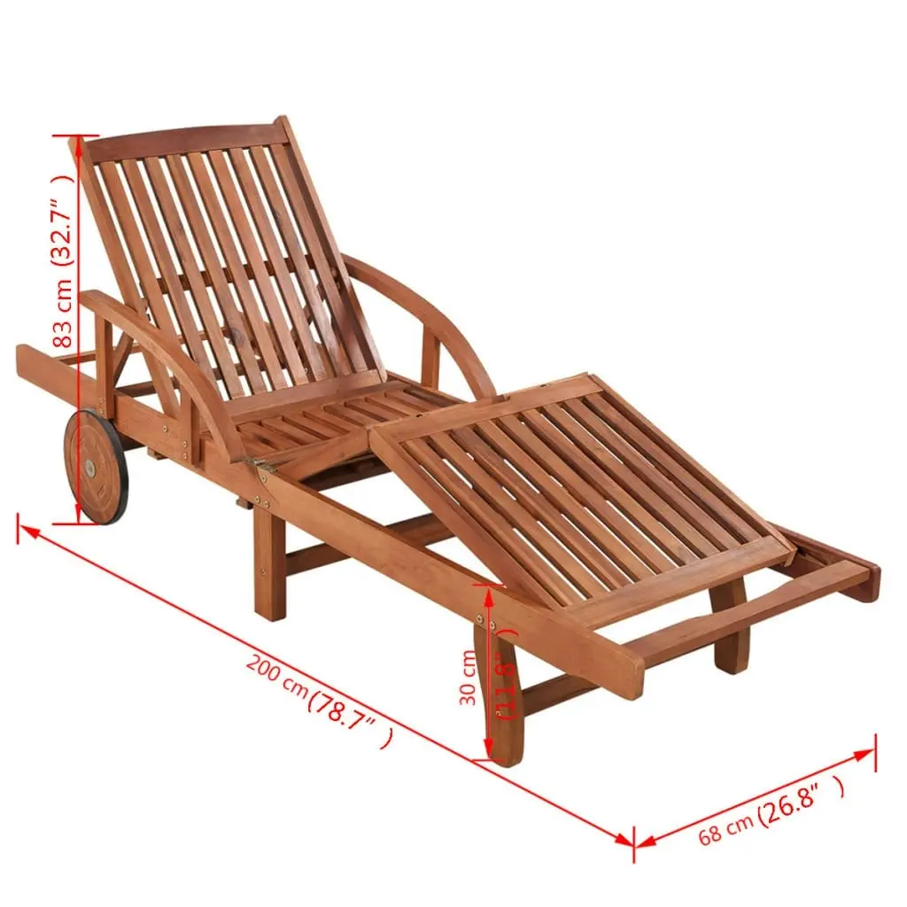 Sun Lounger Solid Acacia Wood 42592