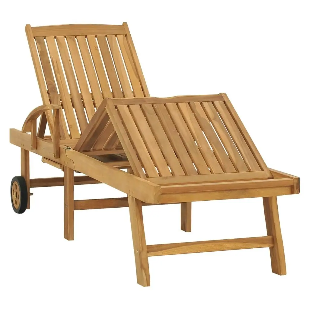 Sun Lounger Solid Teak Wood 48015