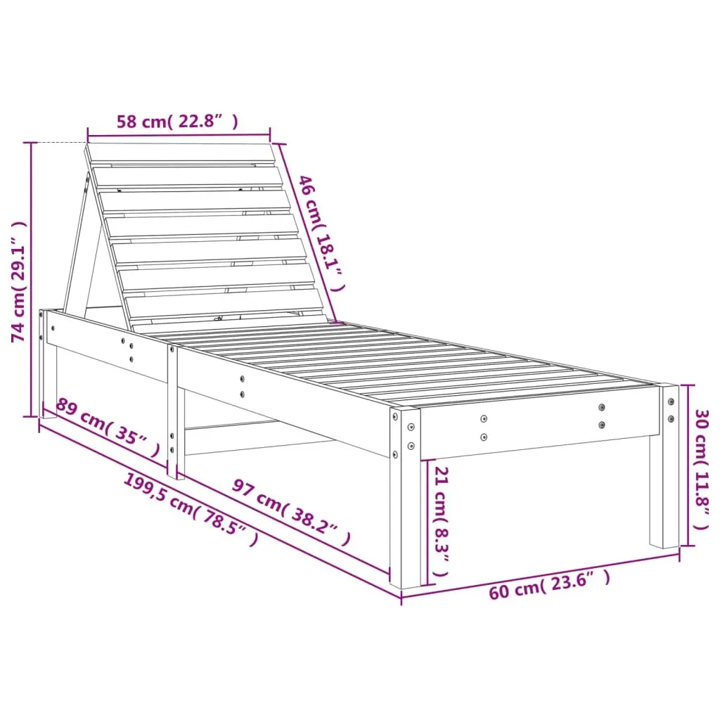 Sun Loungers 2 pcs with Table Black Solid Wood Pine 3157683