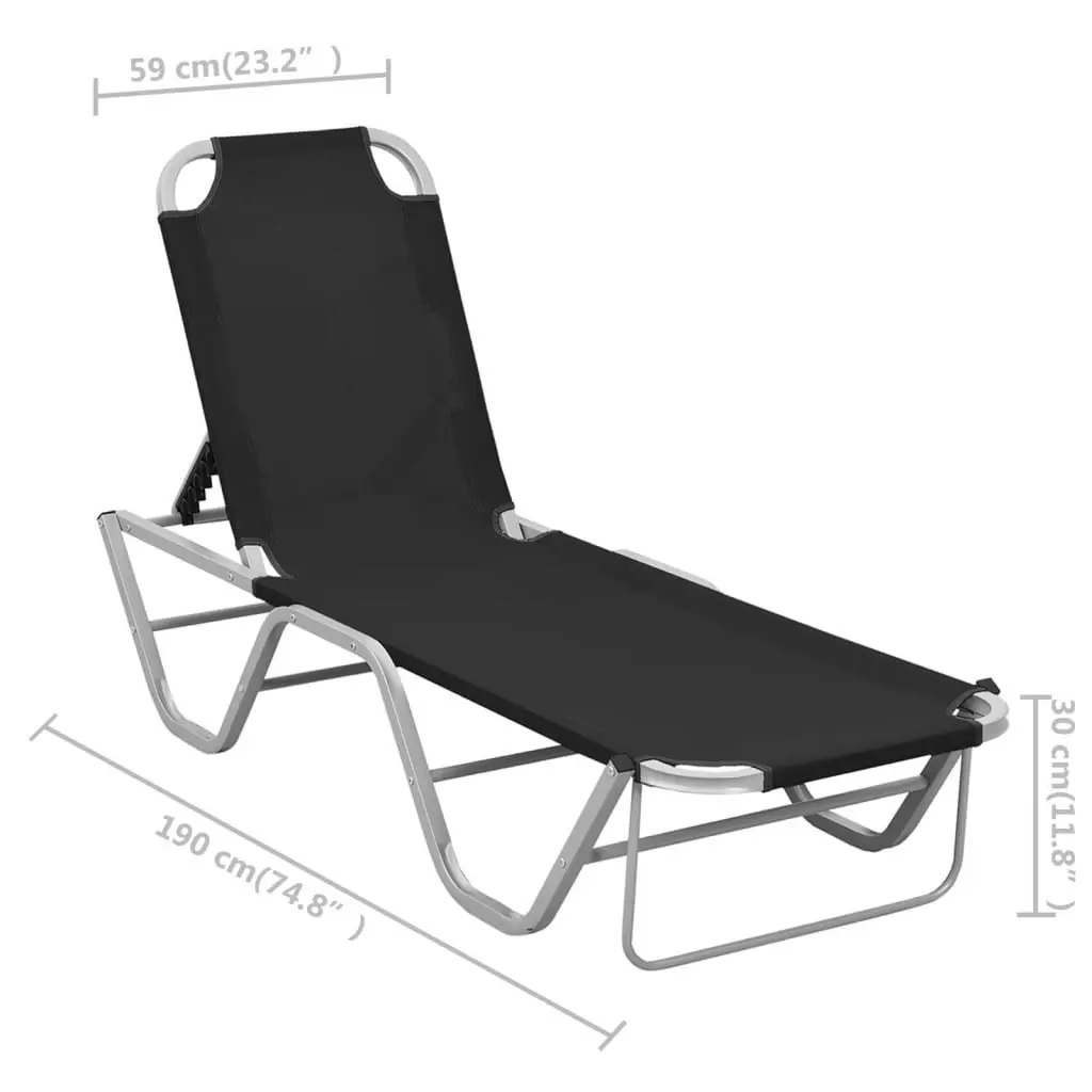 Sun Lounger Aluminium and Textilene Black 310525