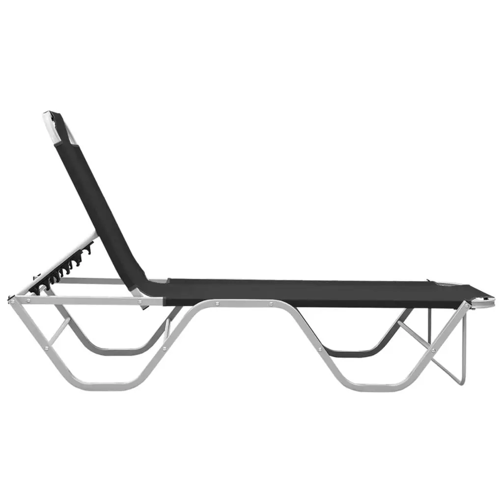 Sun Lounger Aluminium and Textilene Black 310525