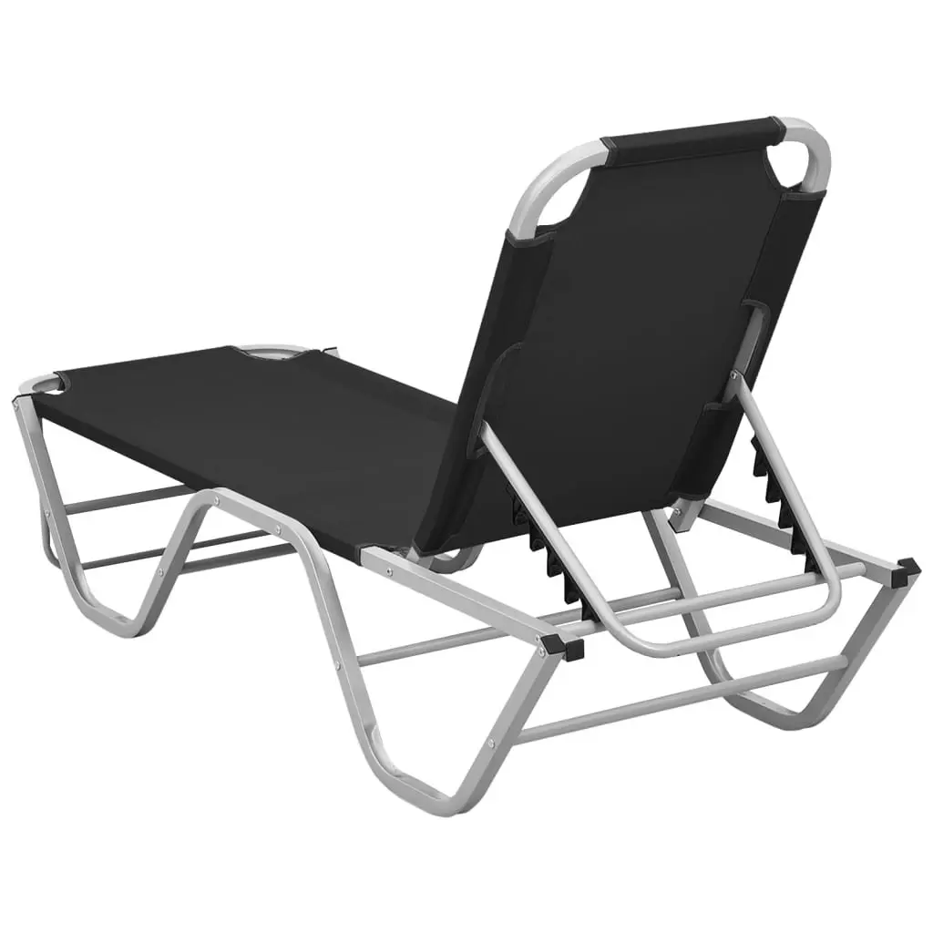 Sun Lounger Aluminium and Textilene Black 310525