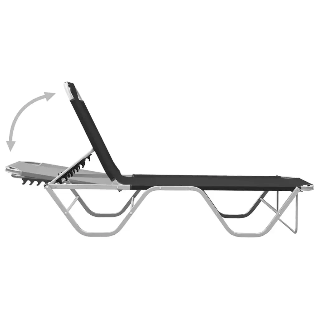 Sun Lounger Aluminium and Textilene Black 310525