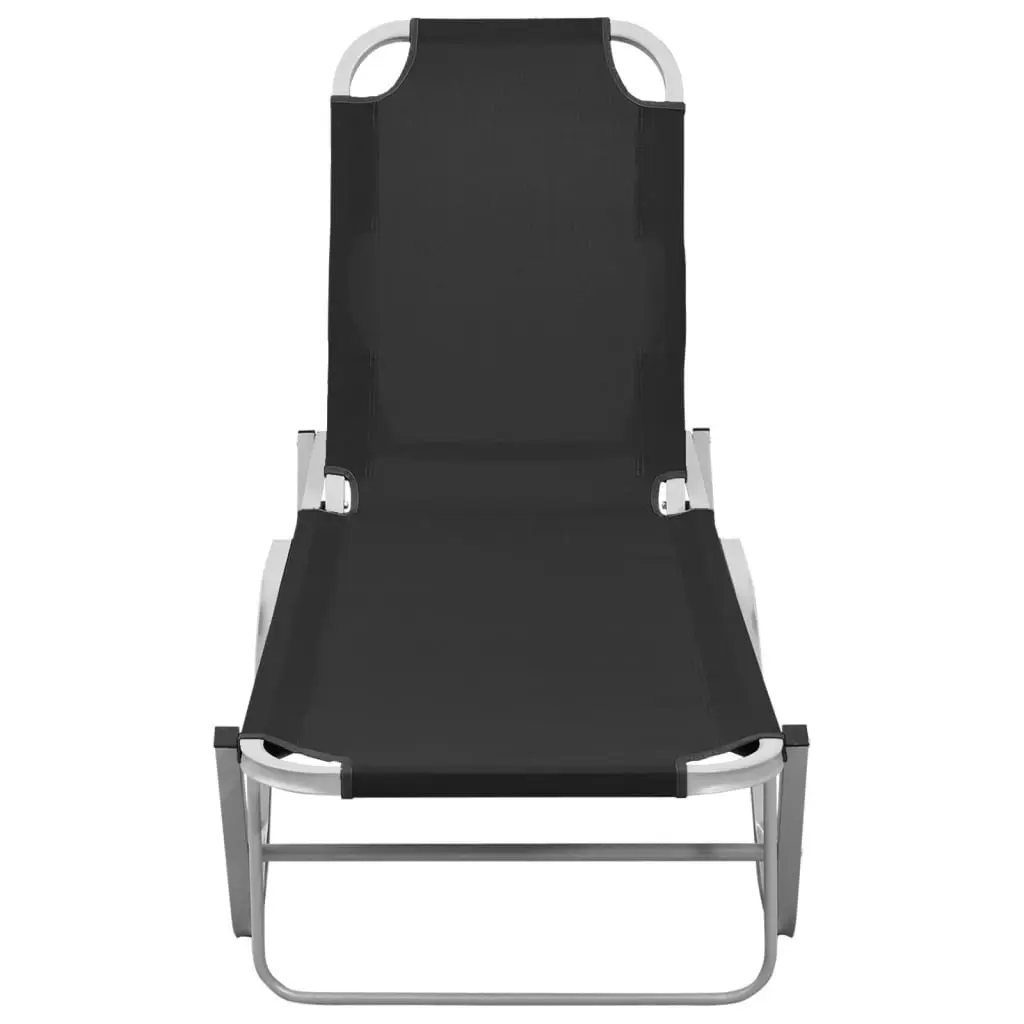 Sun Lounger Aluminium and Textilene Black 310525