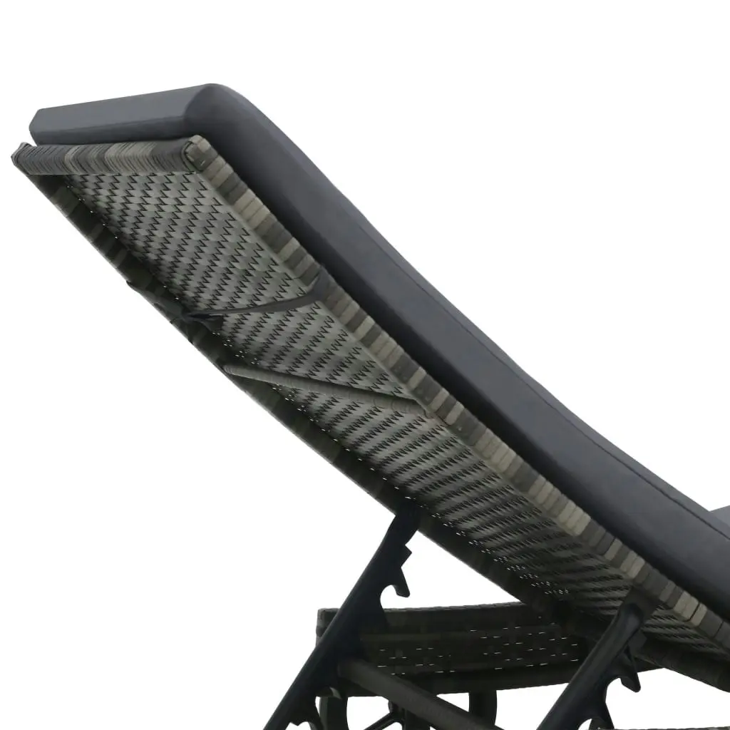 Sun Lounger with Wheels and Cushion Poly Rattan Anthracite 47753