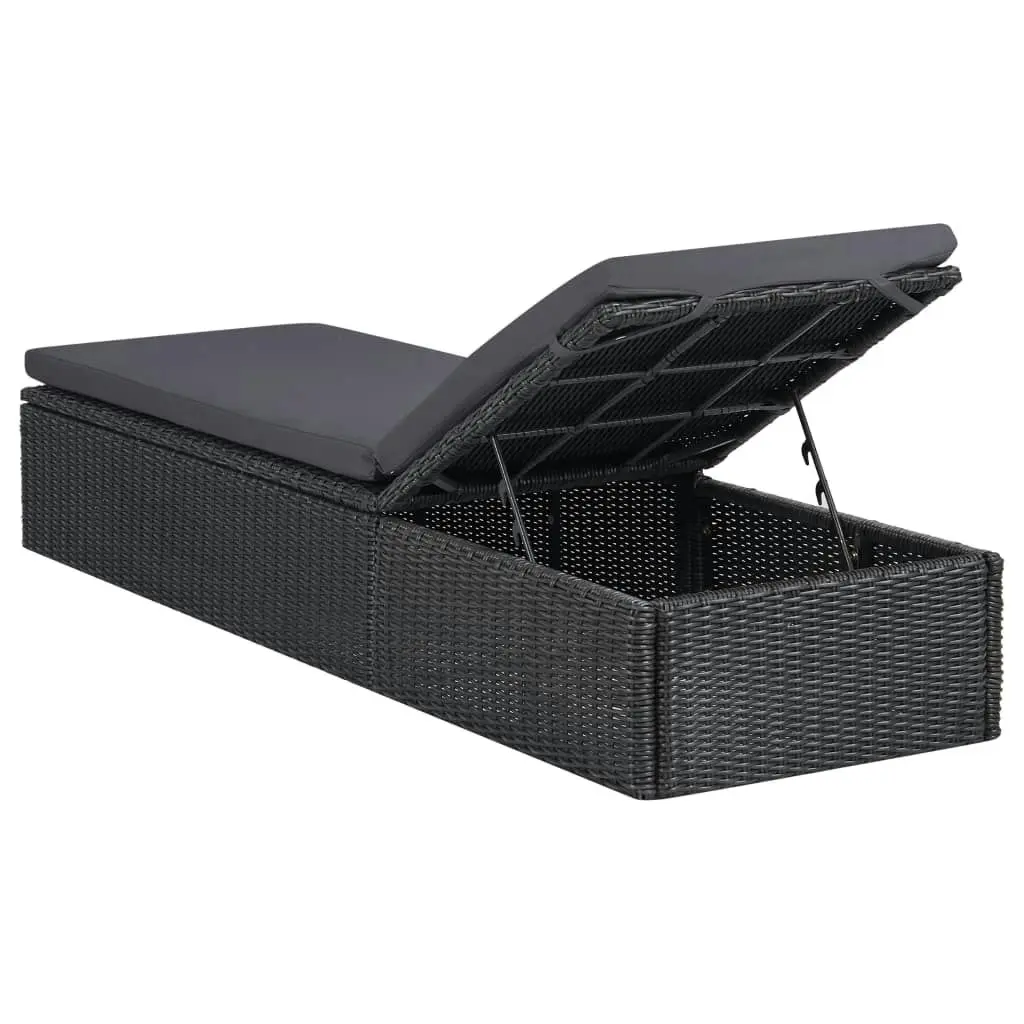 Sunlounger Poly Rattan Black and Dark Grey 310148