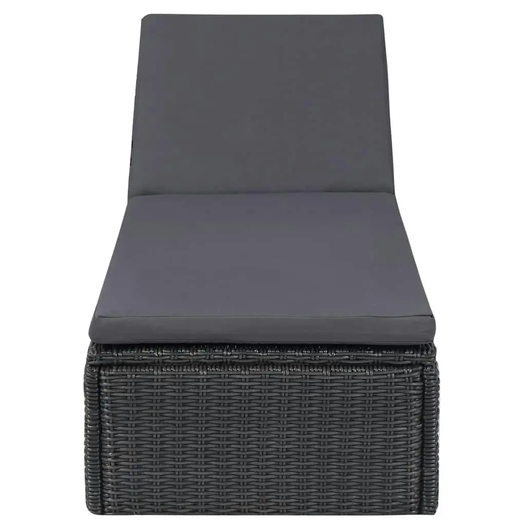 Sunlounger Poly Rattan Black and Dark Grey 310148