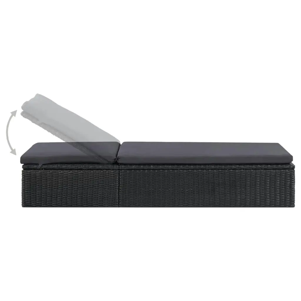 Sunlounger Poly Rattan Black and Dark Grey 310148