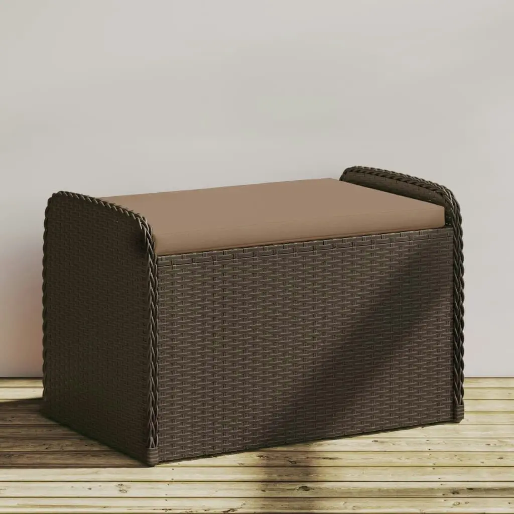 Storage Bench with Cushion Brown 80x51x52 cm Poly Rattan 365732