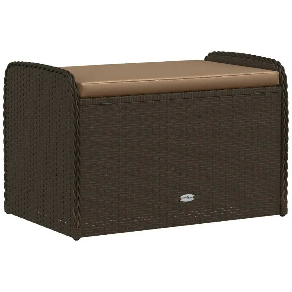 Storage Bench with Cushion Brown 80x51x52 cm Poly Rattan 365732