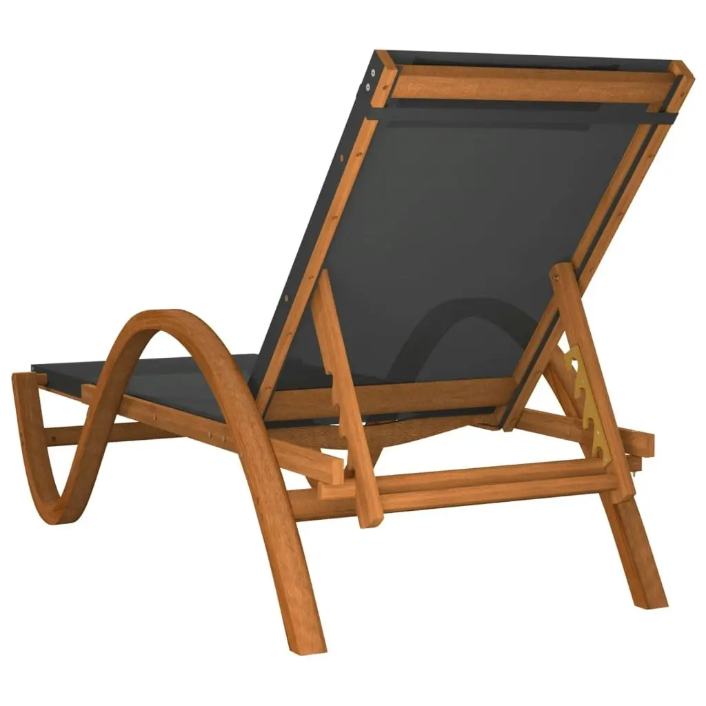 Sun Lounger with Pillow Grey Textilene and Solid Wood Poplar 363476