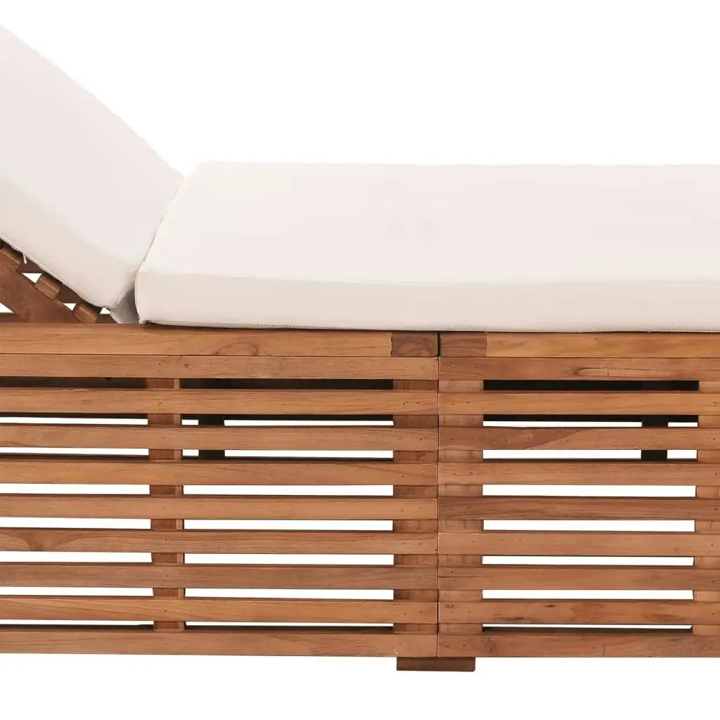 Sun Lounger with Cream Cushion Solid Teak Wood 316037