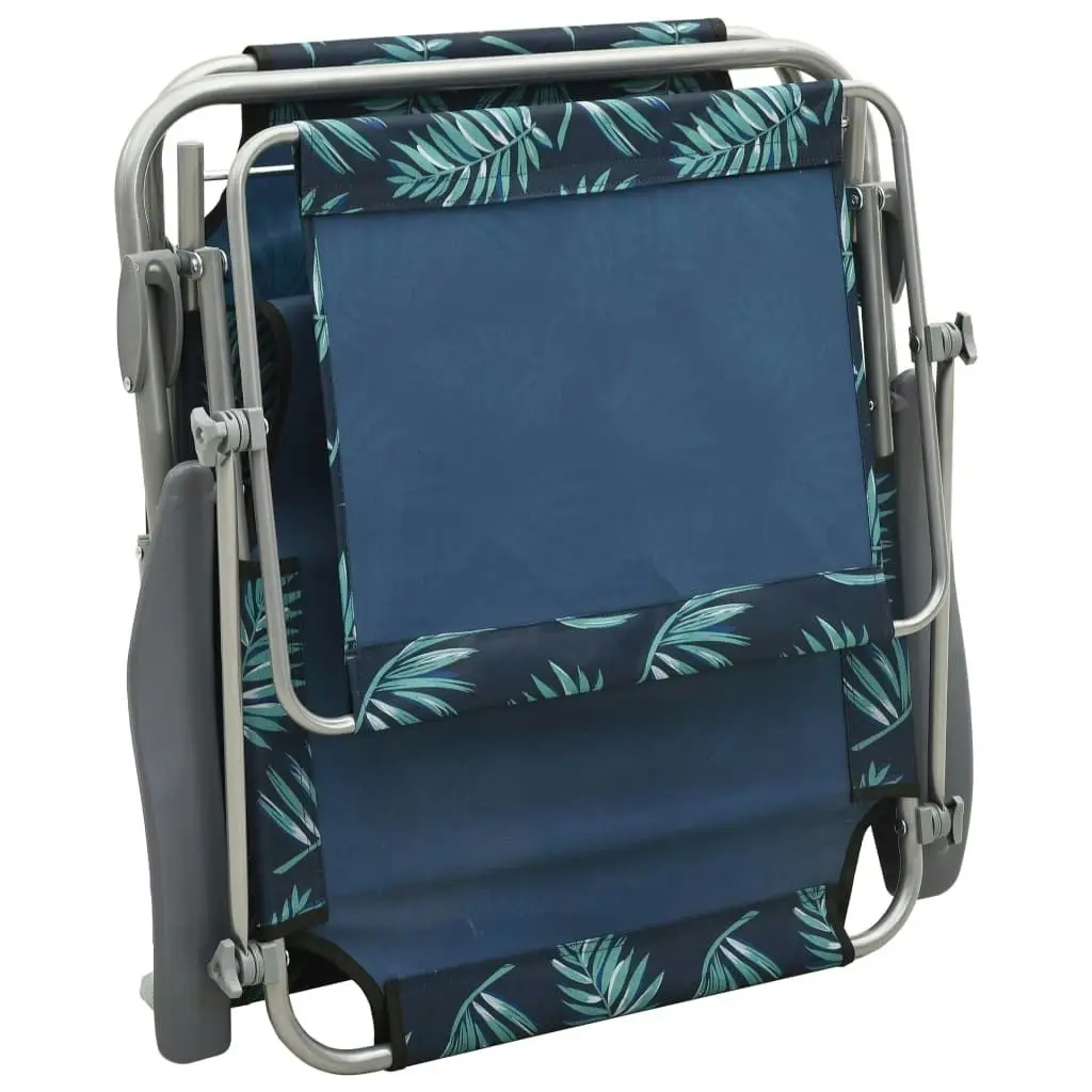 Sun Lounger with Canopy Steel Leaf Print 310338