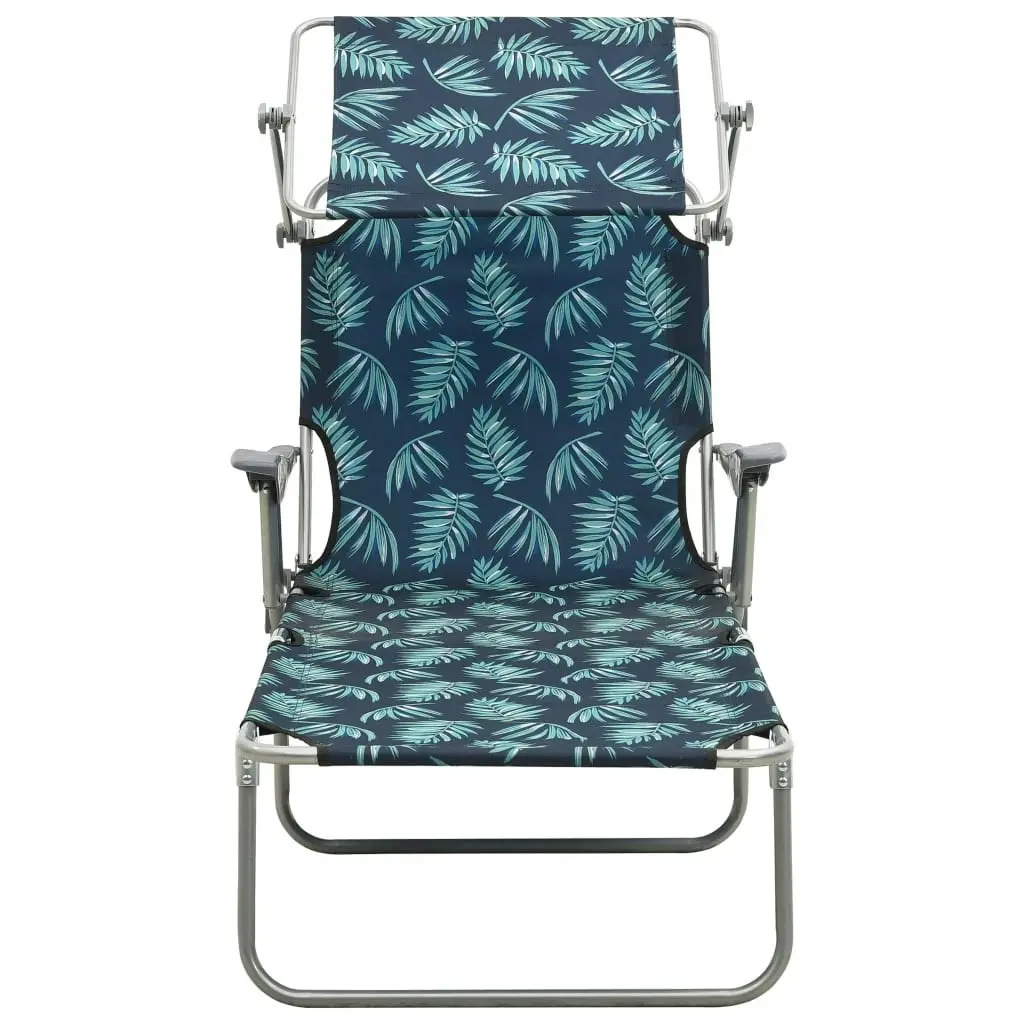 Sun Lounger with Canopy Steel Leaf Print 310338