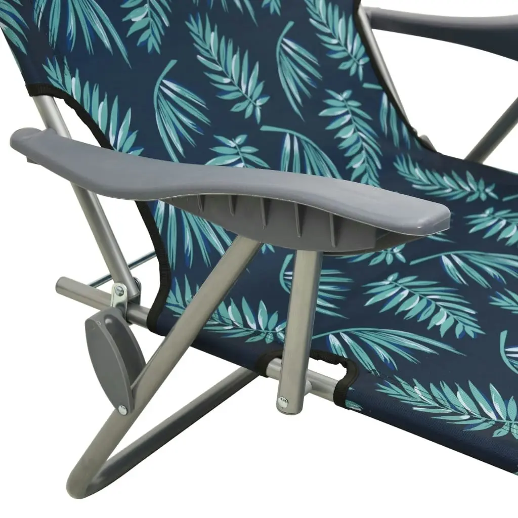 Sun Lounger with Canopy Steel Leaf Print 310338