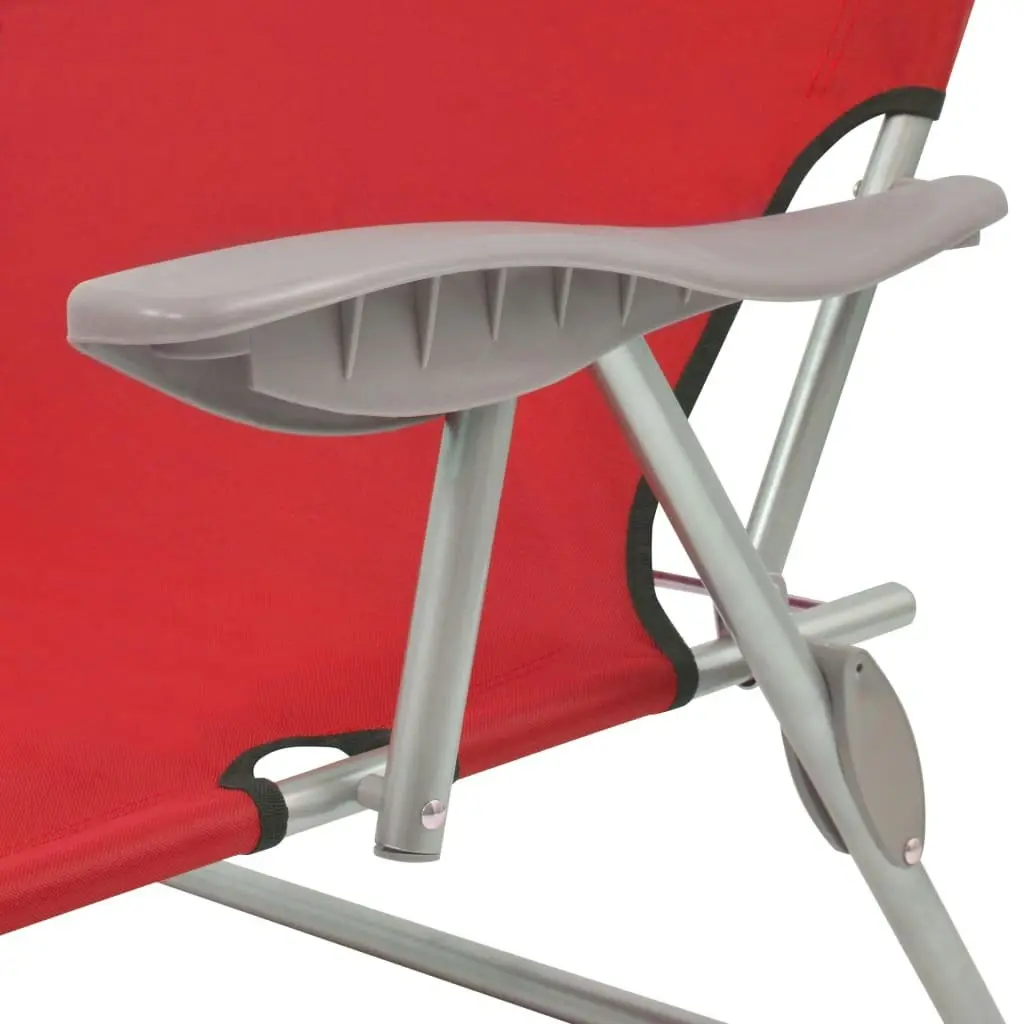 Sun Lounger with Canopy Steel Red 42933