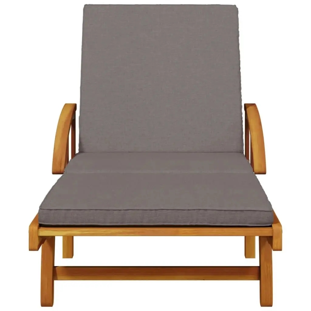 Sun Lounger with Cushion and Table Solid Wood Acacia 3206363