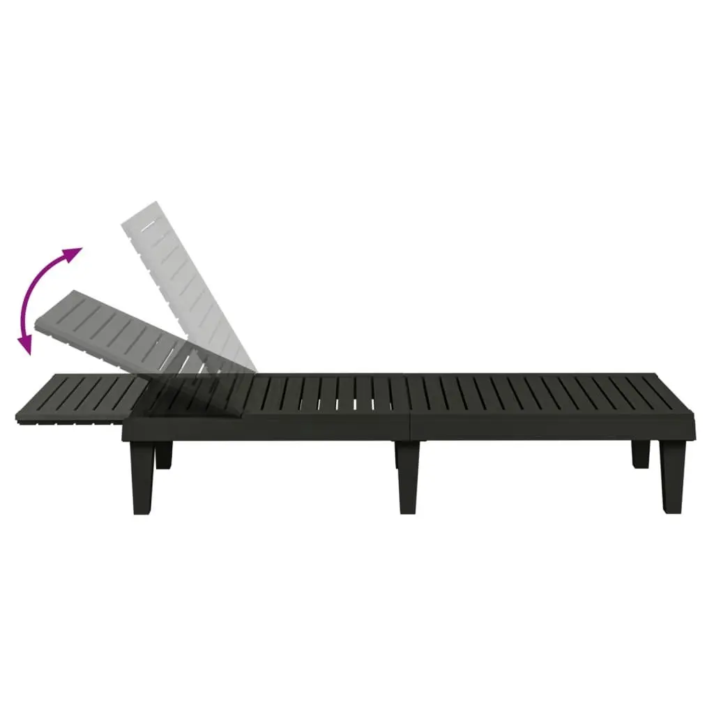 Sun Loungers 2 pcs Black 155x58x83 cm Polypropylene 364148