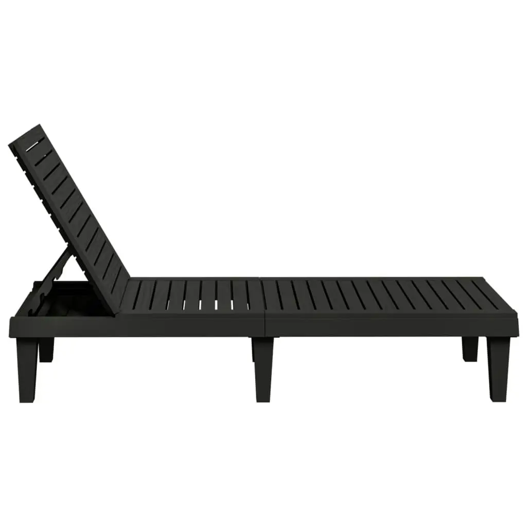 Sun Loungers 2 pcs Black 155x58x83 cm Polypropylene 364148