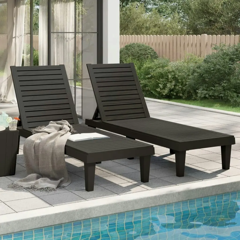 Sun Loungers 2 pcs Black 155x58x83 cm Polypropylene 364148