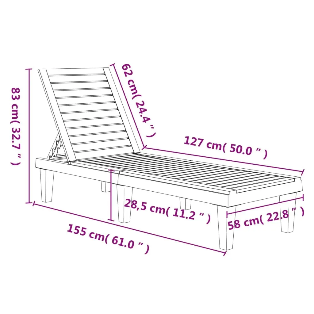 Sun Loungers 2 pcs Black 155x58x83 cm Polypropylene 364148