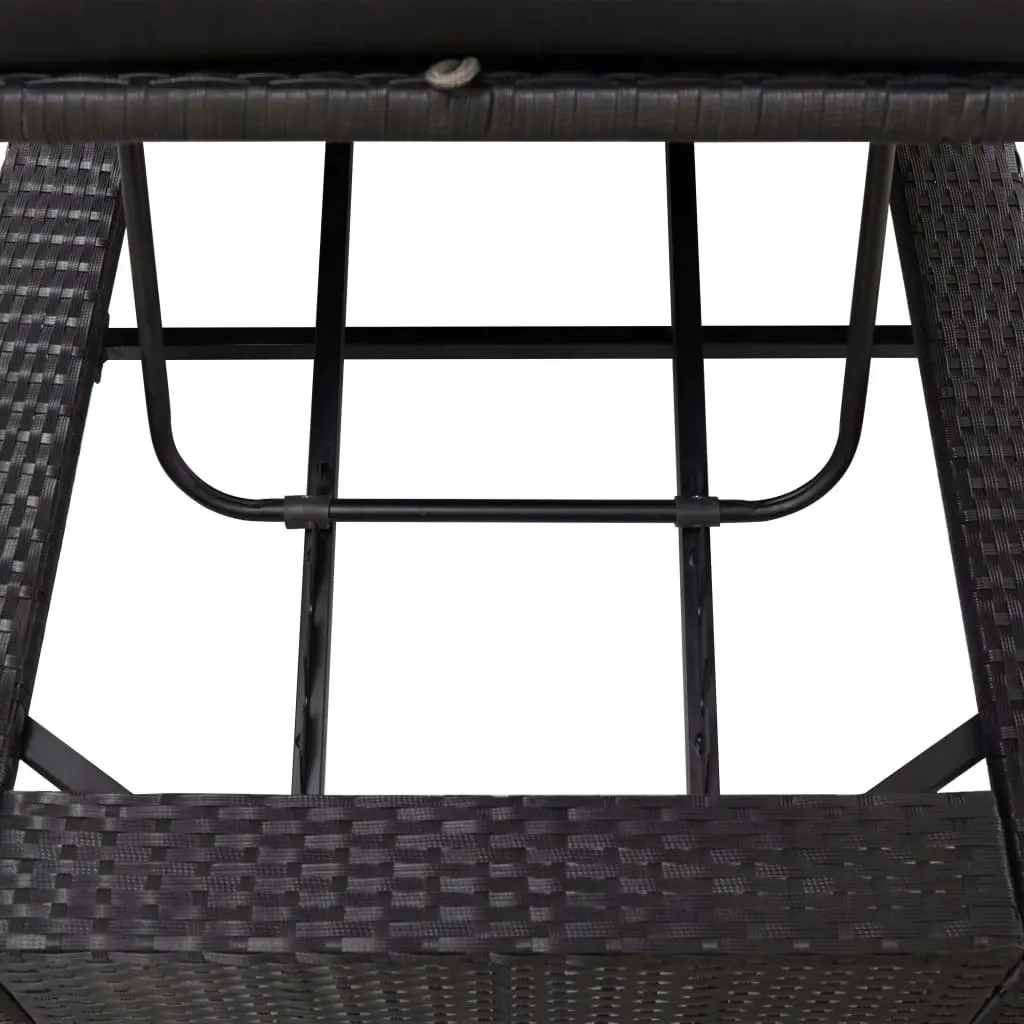 Sunbed with Cushion Black Poly Rattan 46237