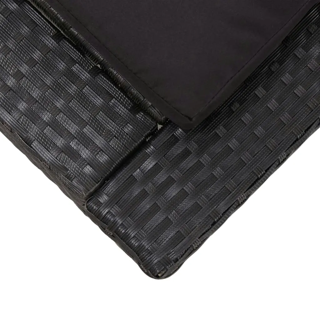 Sunbed with Cushion Black Poly Rattan 46237