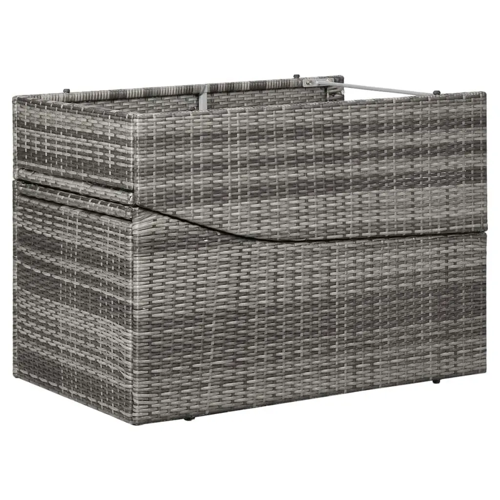 Sunbed with Cushion Poly Rattan Grey 46540