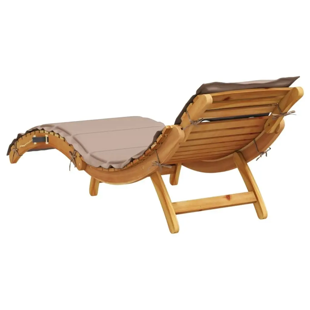 Sun Lounger with Cushion Taupe Solid Wood Acacia 367636