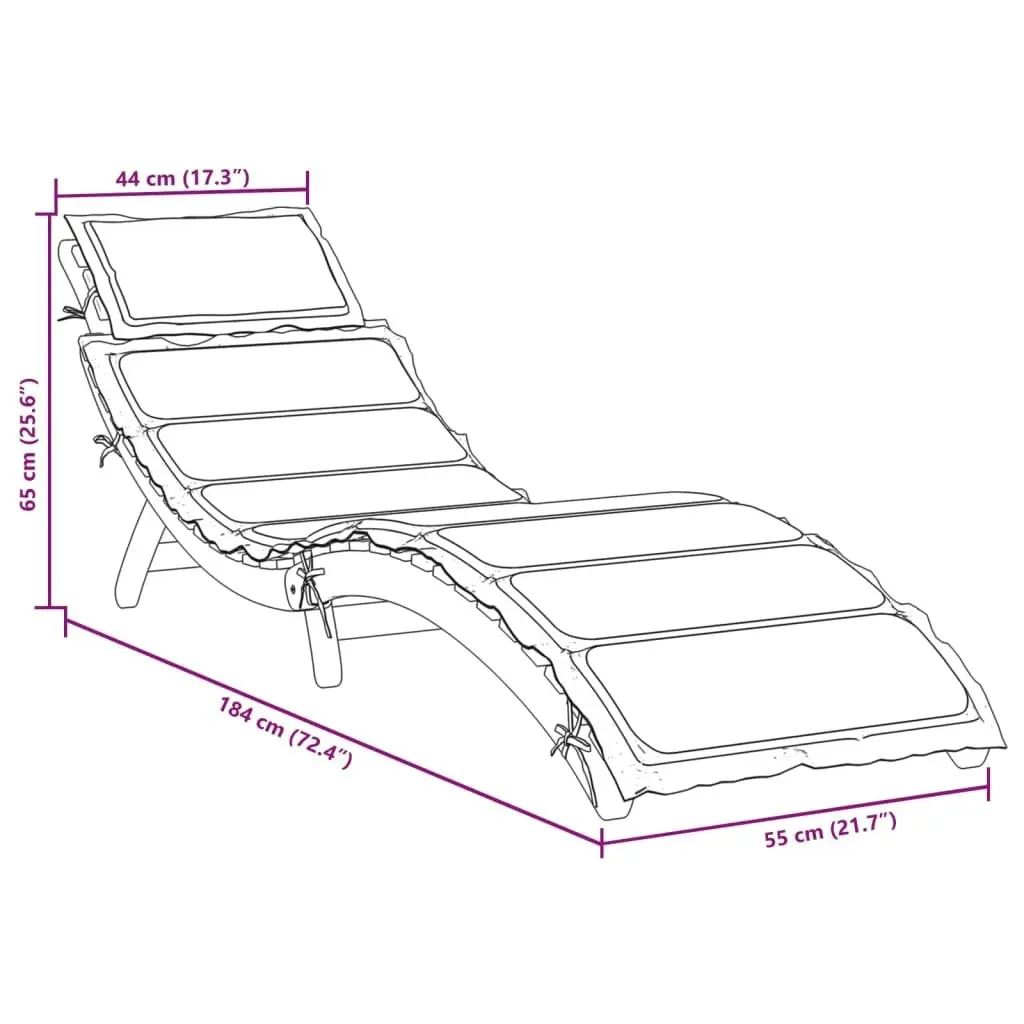 Sun Lounger with Cushion Taupe Solid Wood Acacia 367636