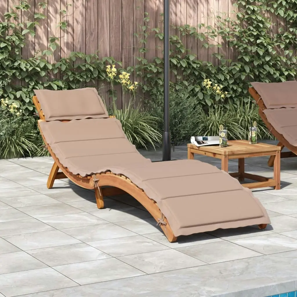 Sun Lounger with Cushion Taupe Solid Wood Acacia 367636